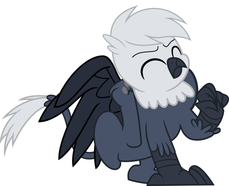 Size: 4026x3274 | Tagged: safe, artist:ponygamer2020, derpibooru import, oc, oc:grey, oc:grey the griffon, unofficial characters only, gryphon, behaving like a cat, catbird, claws, cute, eyes closed, griffon oc, griffon scratch, griffons doing cat things, hair, image, male, paws, png, scratching, simple background, smiling, solo, spread wings, tail, transparent background, vector, wings
