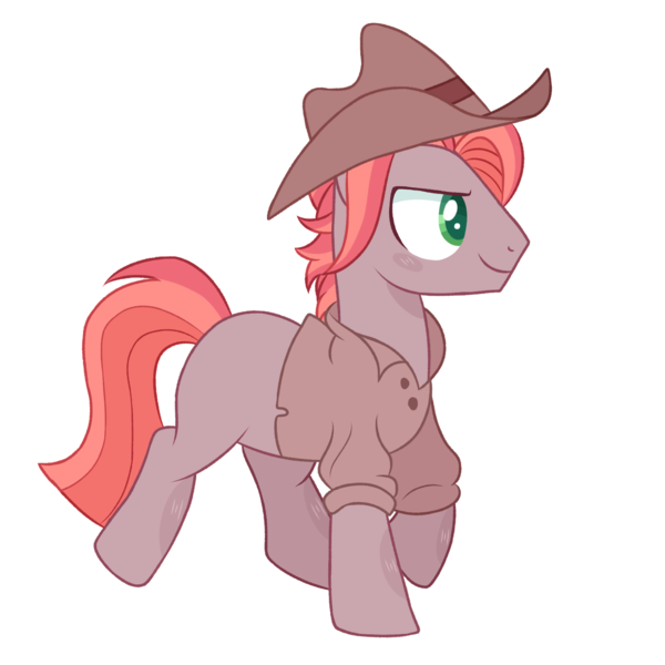 Size: 1280x1280 | Tagged: safe, artist:pinklem0nadepunk, derpibooru import, oc, unofficial characters only, earth pony, pony, base used, clothes, cowboy hat, hat, image, male, offspring, outline, parent:big macintosh, parent:maud pie, parents:macinmaud, png, shirt, simple background, smiling, stallion, transparent background, white outline