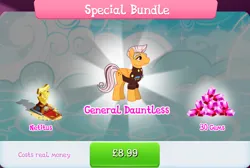 Size: 1266x853 | Tagged: safe, derpibooru import, official, dauntless, pegasus, pony, bundle, clothes, costs real money, english, folded wings, gameloft, gem, image, jpeg, male, medal, mobile game, my little pony: magic princess, numbers, sale, solo, solo focus, stallion, text, wings