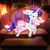 Size: 2500x2500 | Tagged: safe, artist:rurihal, derpibooru import, rarity, sweetie belle, couch, cup, female, fluffy, image, lying down, one eye closed, png, resting, sibling love, siblings, sisterly love, sisters, teacup