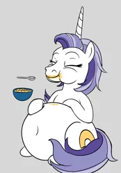 Size: 2363x3386 | Tagged: safe, artist:trash anon, derpibooru import, oc, oc:marecaroni, unofficial characters only, pony, unicorn, cheese, eating, fat, female, food, image, macaroni, macaroni and cheese, mare, pasta, png, solo