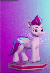 Size: 262x382 | Tagged: safe, derpibooru import, zipp storm, pegasus, pony, g5, animated, cute, flapping wings, game screencap, gameloft, gif, image, low quality, my little pony: mane merge, sparkles, wings