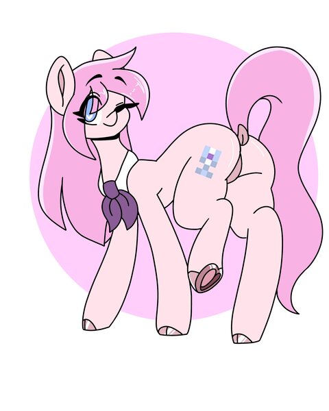 Size: 1638x2048 | Tagged: safe, artist:dub_doodles, derpibooru import, oc, oc:kayla, unofficial characters only, pony, dock, featureless crotch, image, jpeg, simple background, smiling, solo, tail, white background