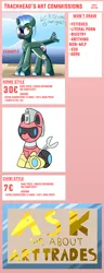 Size: 5000x13000 | Tagged: safe, derpibooru import, oc, oc:blitz, oc:trackhead, original species, plane pony, pony, robot, robot pony, advertisement, commission info, image, plane, png, text