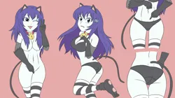 Size: 4960x2775 | Tagged: suggestive, artist:sumin6301, derpibooru import, rarity, equestria girls, absurd resolution, breasts, busty rarity, butt, cat ears, cat tail, catsuit, cleavage, clothes, female, high res, image, jpeg, multiple angles, nudity, one eye closed, panties, solo, solo female, stupid sexy rarity, tail, underwear