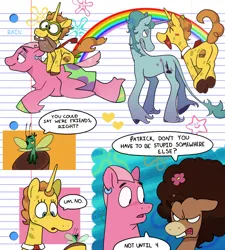 Size: 810x900 | Tagged: safe, artist:umbrellascribbles, derpibooru import, ponified, breezie, pegasus, pony, unicorn, butt, image, patrick star, plankton, plot, png, pronking, sandy cheeks, spongebob squarepants, spongebob squarepants (character), squidward tentacles, unshorn fetlocks