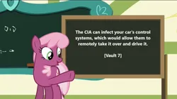 Size: 1920x1080 | Tagged: safe, derpibooru import, edit, edited screencap, screencap, cheerilee, the cart before the ponies, chalkboard, cheerilee's blackboard, cia, exploitable, exploitable meme, hacking, image, meme, png, template