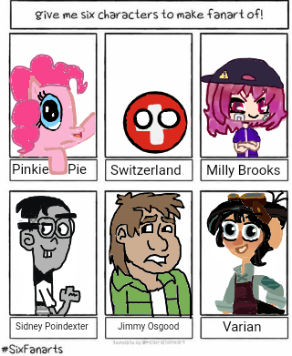 Size: 320x391 | Tagged: safe, artist:theautisticrebel, derpibooru import, pinkie pie, earth pony, ghost, human, pony, undead, six fanarts, bandage, bowtie, bucktooth, cap, cowlick, danny phantom, exclamation point, female, glasses, goggles, goggles on head, hat, image, jimmy osgood, kleki, male, mare, milly brooks, plaid, png, polandball, sidney poindexter, static shock, switzerland, tangled (disney), tangled: the series, the music freaks, varian