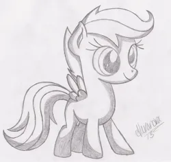 Size: 1746x1647 | Tagged: safe, artist:rhythm-is-best-pony, derpibooru import, scootaloo, pegasus, pony, grayscale, image, jpeg, monochrome, old art, solo, traditional art