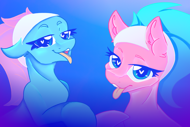 Size: 3000x2000 | Tagged: suggestive, artist:dankpegasista, derpibooru import, aloe, lotus blossom, earth pony, pony, bedroom eyes, big eyes, blue eyes, blue hair, bust, colored lineart, derpibooru exclusive, duo, duo female, ear fluff, ears up, eyebrows, female, floppy ears, gradient background, gradient mane, headband, heart, heart eyes, highlights, image, long eyelashes, looking at you, mare, messy mane, mlem, nostrils, open mouth, pink fur, png, portrait, shading, siblings, silly, simple background, sisters, smiling, smiling at you, spa twins, sternocleidomastoid, teeth, tongue out, twins, wall of tags, wingding eyes