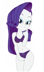 Size: 520x842 | Tagged: safe, artist:swiftgaiathebrony, derpibooru import, rarity, equestria girls, breasts, busty rarity, clothes, female, frilly underwear, image, panties, png, purple panties, simple background, solo, underwear, white background