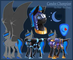 Size: 2048x1674 | Tagged: safe, artist:parrpitched, derpibooru import, oc, oc:candor champion, bat pony, clothes, fireheart76's latex suit design, gloves, image, jpeg, latex, latex gloves, latex mask, latex suit, prisoners of the moon, reference sheet, royal guard, rubber, rubber suit