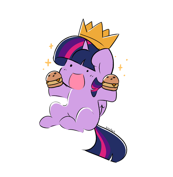 Size: 3616x3696 | Tagged: safe, artist:kittyrosie, derpibooru import, twilight sparkle, twilight sparkle (alicorn), alicorn, pony, burger, food, hamburger, image, open mouth, png, talking to viewer