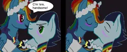 Size: 1280x525 | Tagged: safe, artist:chrissycorn1212, derpibooru import, rainbow dash, soarin', pegasus, pony, bride, clothes, female, groom, husband and wife, image, jpeg, kiss on the lips, kissing, male, mare, marriage, shipping, soarindash, stallion, straight, wedding