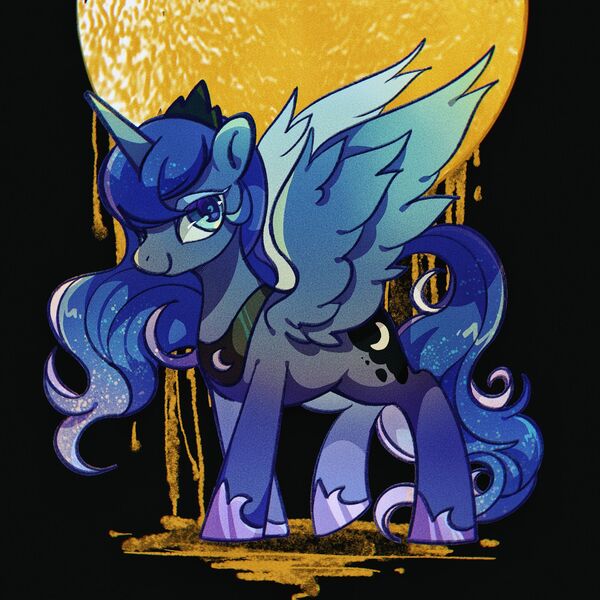 Size: 2048x2048 | Tagged: safe, artist:tkotu1, derpibooru import, princess luna, alicorn, pony, female, horn, image, jpeg, looking at you, mare, smiling, smiling at you, solo, spread wings, wings