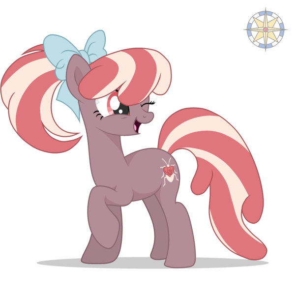 Size: 3500x3500 | Tagged: safe, artist:r4hucksake, derpibooru import, oc, oc:rose bug, earth pony, pony, bow, female, hair bow, image, mare, one eye closed, png, simple background, solo, transparent background, wink