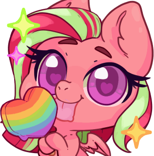 Size: 316x320 | Tagged: safe, artist:hmeme, derpibooru import, oc, oc:feather nib, unofficial characters only, pegasus, pony, candy, chibi, female, food, heart, heart eyes, image, licking, lollipop, mare, pegasus oc, png, simple background, sparkles, tongue out, transparent background, two toned mane, wingding eyes, wings