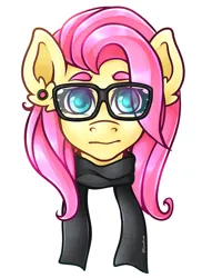 Size: 3129x4096 | Tagged: safe, artist:elusivepurple, derpibooru import, pegasus, bust, clothes, ear piercing, earring, eye clipping through hair, glasses, image, jewelry, jpeg, looking at you, piercing, portrait, scarf, solo