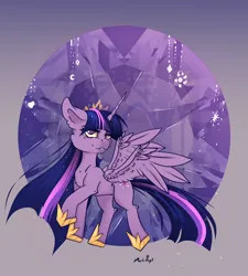 Size: 3228x3592 | Tagged: safe, artist:martazap3, derpibooru import, twilight sparkle, twilight sparkle (alicorn), alicorn, pony, crown, female, horn, image, jewelry, jpeg, mare, regalia, solo, sparkles, spread wings, tail, wings