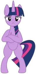 Size: 2122x4267 | Tagged: safe, artist:twilyisbestpone, artist:whiteplumage233, derpibooru import, twilight sparkle, twilight sparkle (alicorn), alicorn, pony, ankha zone, base used, bipedal, chest fluff, crossed hooves, female, frown, high res, image, looking at you, mare, meme, png, sexy, simple background, solo, standing, standing on two hooves, stupid sexy twilight, transparent background