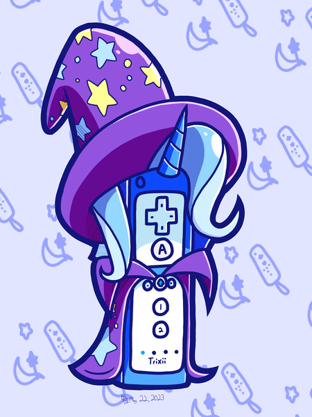 Size: 1536x2048 | Tagged: safe, artist:derp-rose, derpibooru import, trixie, image, nintendo, objectification, png, wat, wii, wii remote, wiimote
