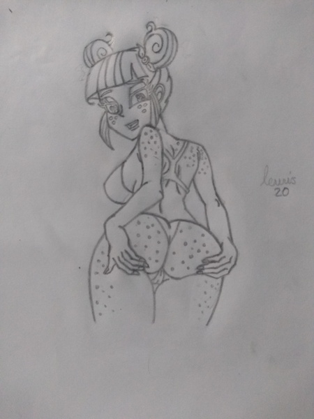 Size: 3120x4160 | Tagged: suggestive, artist:lewis20, derpibooru import, sour sweet, equestria girls, 2 handfuls of dat ass, alternate hairstyle, ass, bikini, breasts, butt, butt touch, clothes, female, freckles, image, jpeg, looking at you, looking down, solo, sour seat, swimsuit, traditional art