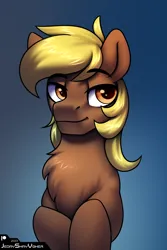 Size: 2000x3000 | Tagged: safe, artist:jedayskayvoker, derpibooru import, oc, oc:thunderled, pony, bust, chest fluff, crossed hooves, fluffy, gradient background, hooves, icon, image, looking at you, male, png, portrait, smiling, smiling at you, solo, stallion