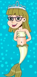 Size: 601x1228 | Tagged: safe, artist:ocean lover, derpibooru import, zippoorwhill, human, mermaid, bandeau, bare shoulders, belly, belly button, blue background, bubble, cheerful, child, crown, cute, excited, female, fins, fish tail, glasses, hand behind back, human coloration, humanized, image, jewelry, light skin, looking at you, mermaid tail, mermaidized, mermay, midriff, ms paint, ocean, open mouth, open smile, png, regalia, simple background, sleeveless, smiling, smiling at you, solo, species swap, tail, tail fin, teal eyes, tiara, underwater, water, zippoorbetes