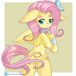 Size: 3000x3000 | Tagged: safe, artist:fd, derpibooru import, fluttershy, butterfly, insect, pegasus, pony, :3, bandage, bandaged hoof, bandaged leg, colored eyebrows, colored hooves, colored lineart, colored pupils, eyebrows, eyelashes, feathered wings, female, floppy ears, hoof fluff, image, long mane, long tail, loose hair, mare, nya, pink mane, png, raised hoof, raised hooves, simple background, solo, standing on two hooves, tail, wings, yellow coat