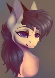 Size: 1400x2000 | Tagged: safe, artist:minckies, derpibooru import, oc, unofficial characters only, pony, bust, eyelashes, female, horns, image, mare, png, smiling, solo