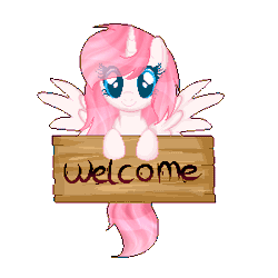 Size: 300x300 | Tagged: safe, artist:angellightyt, derpibooru import, oc, unofficial characters only, alicorn, pony, alicorn oc, animated, eye clipping through hair, eyelashes, female, flying, gif, horn, image, mare, sign, simple background, smiling, solo, spread wings, transparent background, wings