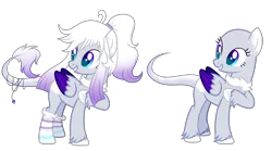 Size: 4791x2671 | Tagged: safe, artist:angellightyt, derpibooru import, oc, unofficial characters only, pegasus, pony, bald, base used, clothes, duo, eyelashes, female, hoof on chest, image, looking back, mare, pegasus oc, png, simple background, smiling, socks, transparent background, unshorn fetlocks, wings