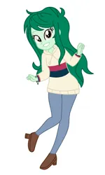Size: 1229x2048 | Tagged: safe, artist:robertsonskywa1, derpibooru import, wallflower blush, equestria girls, clothes, cute, female, flowerbetes, hoodie, image, outfit, pants, photo, png, shoes, smiling, solo, solo female