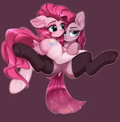 Size: 2160x2183 | Tagged: suggestive, artist:wkirin, derpibooru import, pinkie pie, earth pony, pony, balloonbutt, big ears, black socks, butt, clothes, duality, duo, featureless crotch, female, high res, hug, image, mare, outline, pinkamena diane pie, png, self paradox, self ponidox, selfcest, shipping, simple background, socks, spread legs, spreading, white outline, white socks