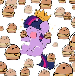 Size: 1808x1848 | Tagged: safe, alternate version, artist:kittyrosie, derpibooru import, twilight sparkle, twilight sparkle (alicorn), alicorn, pony, :d, burger, cute, dot eyes, female, food, happy, hay burger, image, jpeg, mare, open mouth, open smile, simple background, smiling, solo, talking to viewer, that pony sure does love burgers, twiabetes, twilight burgkle, white background