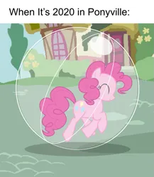 Size: 625x720 | Tagged: safe, artist:rebelsuperstar, derpibooru import, pinkie pie, earth pony, pony, balloon, bubble, coronavirus, covid-19, cute, diapinkes, female, image, in bubble, pinkie being pinkie, pinkie pie trapped in a balloon, pinkie pie trapped in a bubble, plastic bubble, png, trapped