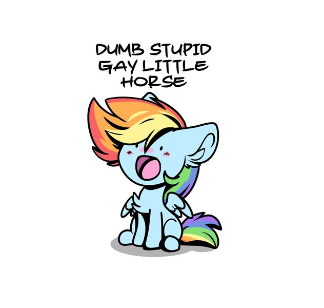 Size: 2066x1962 | Tagged: safe, artist:littleblackraencloud, derpibooru import, rainbow dash, pegasus, pony, blush sticker, blushing, chest fluff, chibi, cute, dashabetes, ear fluff, female, floppy ears, image, jpeg, mare, open mouth, open smile, simple background, sitting, smiling, solo, text, white background