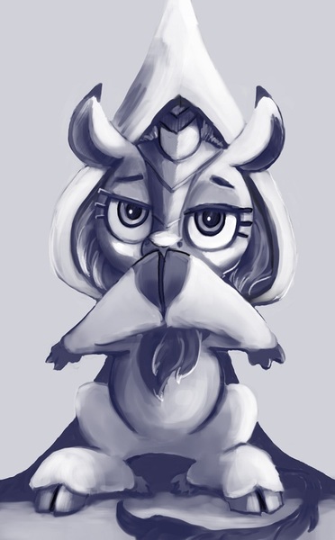 Size: 558x900 | Tagged: safe, artist:ponsce, derpibooru import, autumn blaze, kirin, image, jpeg, monochrome, solo