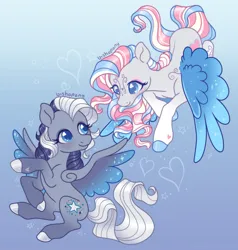 Size: 1920x2018 | Tagged: safe, artist:bishopony, derpibooru import, silver glow, star catcher, pegasus, pony, g3, duo, image, jpeg