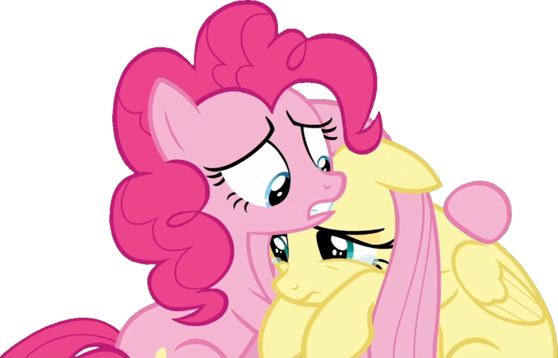 Size: 1149x737 | Tagged: safe, derpibooru import, edit, edited screencap, editor:incredibubbleirishguy, screencap, fluttershy, pinkie pie, the mean 6, background removed, comforting, crying, fluttercry, image, png, teary eyes