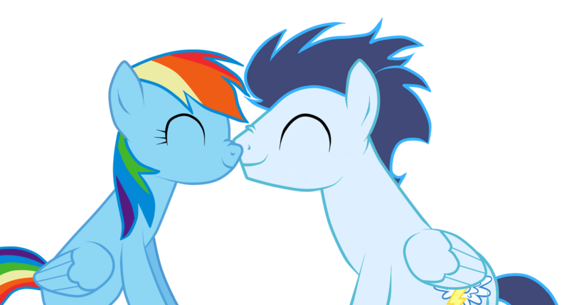 Size: 1221x655 | Tagged: safe, artist:luuandherdraws, derpibooru import, rainbow dash, soarin', pegasus, pony, eyes closed, female, image, male, mare, nuzzling, png, shipping, simple background, soarindash, stallion, straight, transparent background, vector