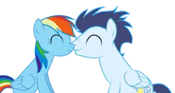 Size: 1221x655 | Tagged: safe, artist:luuandherdraws, derpibooru import, rainbow dash, soarin', pegasus, pony, eyes closed, female, image, male, mare, nuzzling, png, shipping, simple background, soarindash, stallion, straight, transparent background, vector