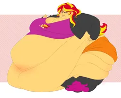 Size: 3216x2601 | Tagged: artist needed, suggestive, derpibooru import, sunset shimmer, human, equestria girls, bbw, belly, belly on floor, big belly, chubby cheeks, come hither, fat, female, hand on hip, high res, huge belly, image, impossibly large belly, impossibly large thighs, looking at you, morbidly obese, near immobile, obese, png, slobset shimmer, solo, solo female, ssbbw, thighs, thunder thighs