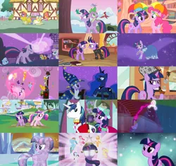 Size: 3000x2815 | Tagged: safe, derpibooru import, screencap, amethyst star, applejack, carrot top, cherry berry, discord, fluttershy, golden harvest, linky, pinkie pie, princess cadance, princess luna, rainbow dash, rarity, shining armor, shoeshine, spike, twilight sparkle, twinkleshine, alicorn, bird, crystal pony, dragon, earth pony, pegasus, pony, unicorn, a canterlot wedding, boast busters, feeling pinkie keen, friendship is magic, it's about time, luna eclipsed, magical mystery cure, mmmystery on the friendship express, season 1, season 2, season 3, suited for success, the crystal empire, the return of harmony, winter wrap up, background pony, bridesmaid dress, chariot, clothes, compilation, costume, crystallized, crystallized pony, discord's throne, dress, element of generosity, element of honesty, element of kindness, element of laughter, element of loyalty, element of magic, elements of harmony, female, filly, filly twilight sparkle, future twilight, gala dress, halloween, halloween costume, hat, image, magical mystery cure tenth anniversary, memories, nightmare night costume, pipe, png, royal guard, sherlock hat, sherlock holmes, sherlock sparkle, star swirl the bearded costume, suit, throne, umbrella hat, unicorn twilight, wall of tags, young cadance, younger