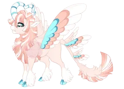 Size: 3500x2500 | Tagged: safe, artist:gigason, derpibooru import, oc, oc:tranquil topaz, alicorn, pony, cloven hooves, colored wings, curved horn, female, horn, image, mare, multicolored wings, png, simple background, solo, tail wings, transparent background, wings
