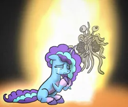 Size: 1720x1447 | Tagged: safe, artist:j-mantheangel, derpibooru import, human, pony, unicorn, g5, comforting, crying, female, flying spaghetti monster, forgiveness, image, light, mare, misty brightdawn, png, praying, sitting
