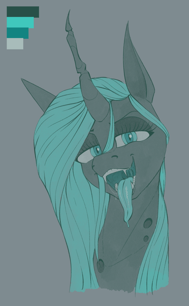 Size: 900x1450 | Tagged: suggestive, artist:stray prey, derpibooru import, queen chrysalis, changeling, changeling queen, drool, female, image, mawshot, open mouth, png, solo