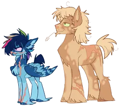 Size: 2400x2080 | Tagged: safe, artist:grubgruel, applejack, rainbow dash, earth pony, pegasus, pony, alternate design, appledash, female, image, lesbian, male, mare, png, redesign, scar, shipping, simple background, stallion, straight, tranny, trans rainbow dash, transgender, transparent background, transsexual, twitterina design, unshorn fetlocks