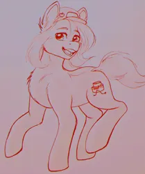 Size: 1710x2048 | Tagged: safe, artist:cherubisous, derpibooru import, oc, unofficial characters only, earth pony, pony, baseball cap, cap, chest fluff, commission, hat, image, jpeg, monochrome, open mouth, open smile, smiling, solo, traditional art