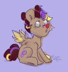 Size: 3880x4096 | Tagged: safe, artist:midnightpremiere, derpibooru import, oc, oc:hors, unofficial characters only, pegasus, pony, colored sketch, female, food, image, jpeg, mare, mouth hold, popsicle, purple background, simple background, sitting, sketch, solo, spread wings, wings
